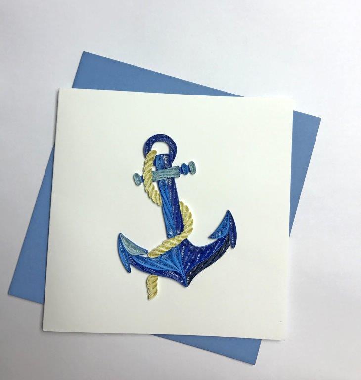 Hand Quilled Greeting Card Anchor #10239