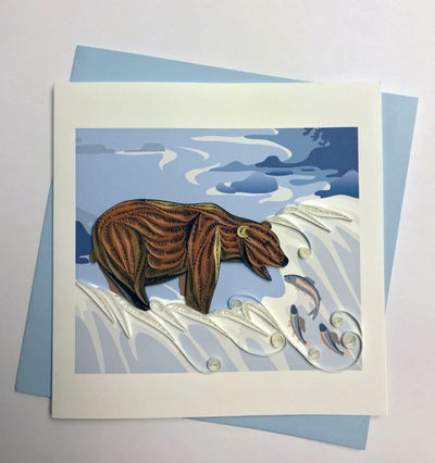 Hand Quilled Greeting Card Grizzly Bear #10240