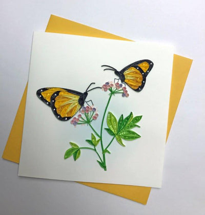 Hand Quilled Greeting Card Monarch Butterflies #10245