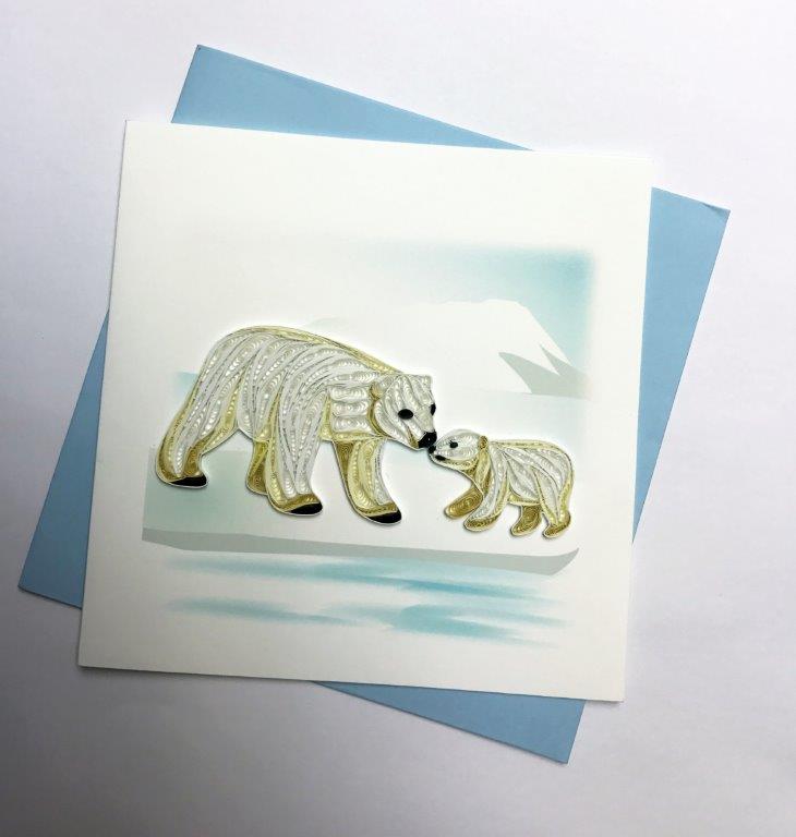 Hand Quilled Greeting Card Polar Bear #10250