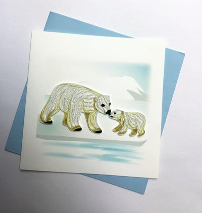 Hand Quilled Greeting Card Polar Bear #10250