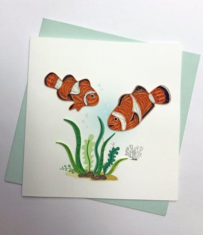 Hand Quilled Greeting Card Clown Fish #10251