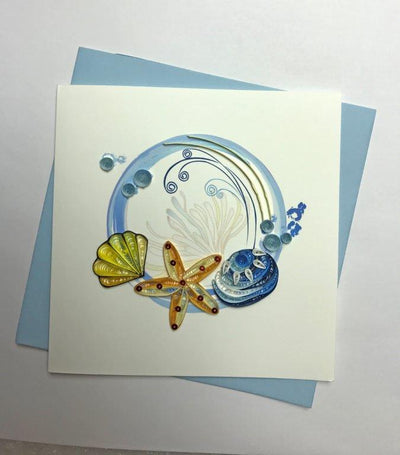Hand Quilled Greeting Card Sea Shells #10276