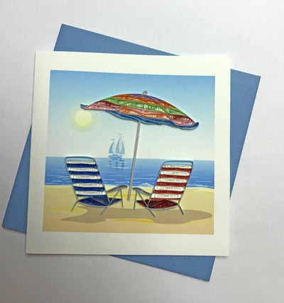 Hand Quilled Greeting Card Beach Chairs #10279