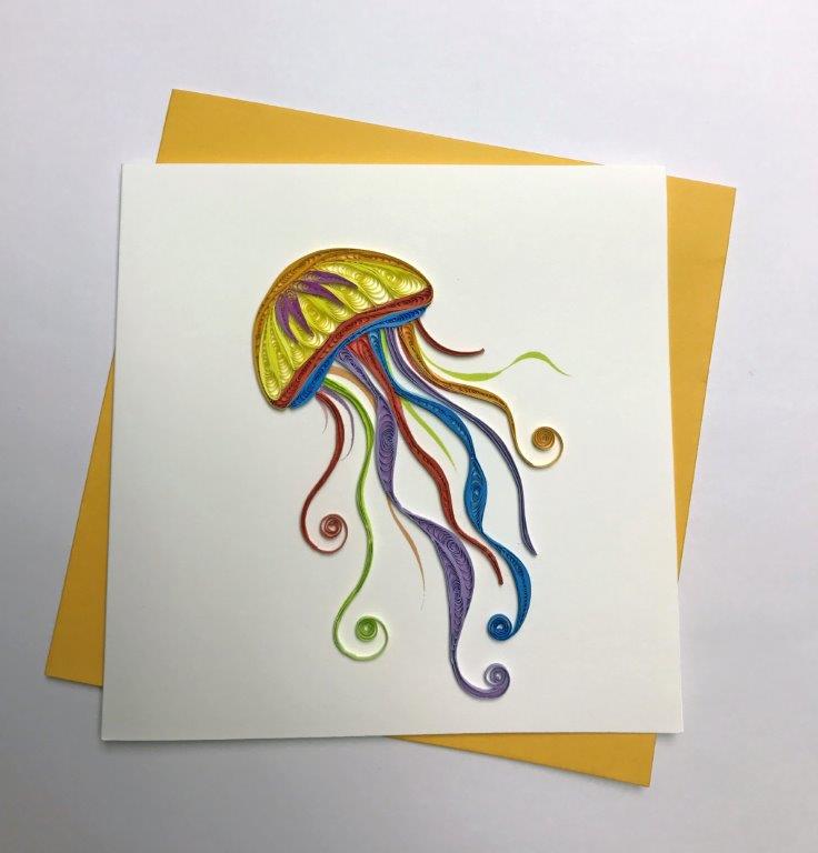 Hand Quilled Greeting Card Jelly Fish #10292