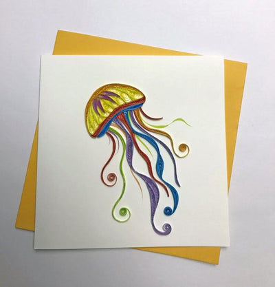Hand Quilled Greeting Card Jelly Fish #10292