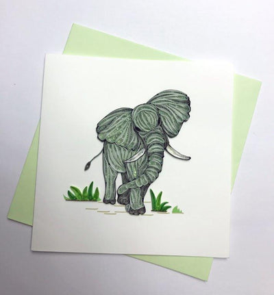 Hand Quilled Greeting Card Elephant #10294