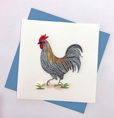 Hand Quilled Greeting Card Rooster #10309