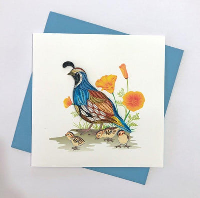 Hand Quilled Greeting Card California Quail #10311