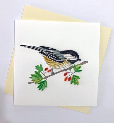Hand Quilled Greeting Card Chickadee #10312