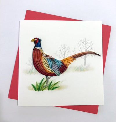 Hand Quilled Greeting Card Pheasant #10322