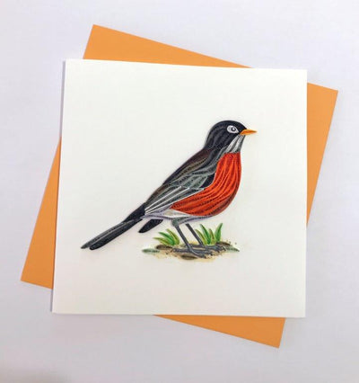 Hand Quilled Greeting Card Robin #10323