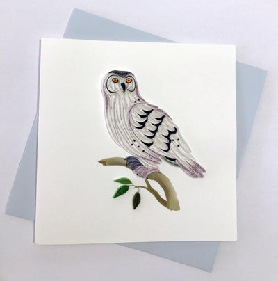 Hand Quilled Greeting Card Snowy Owl #10326