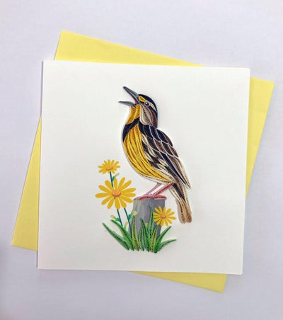 Hand Quilled Greeting Card Meadowlark #10328