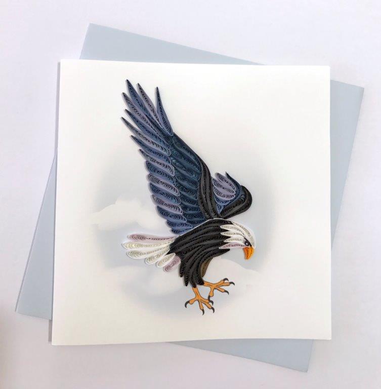 Hand Qulled Greeting Card Bald Eagle #10329