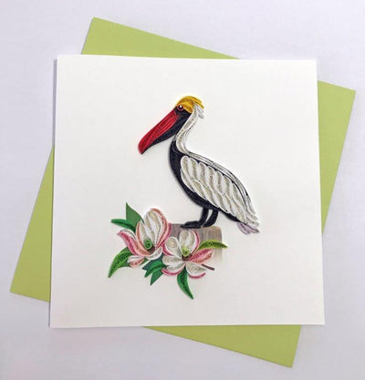 Hand Qulled Greeting Card Pelican #10336