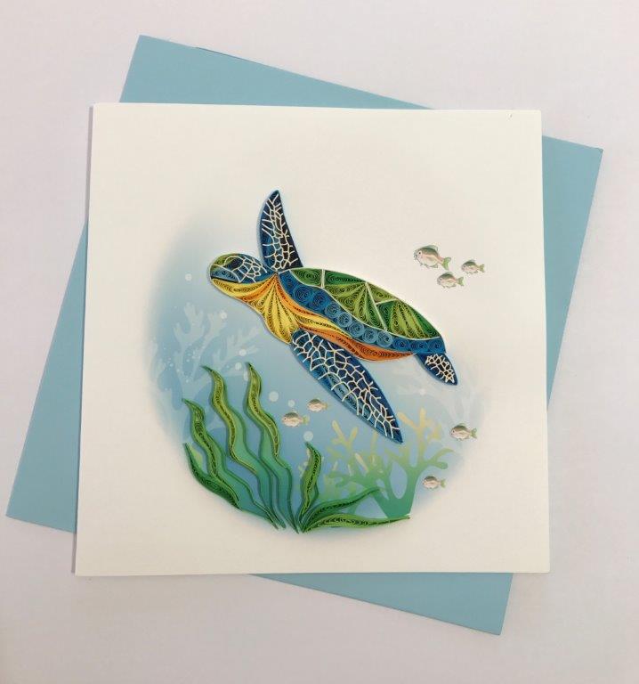 Hand Quilled Greeting Card Sea Turtle #10338