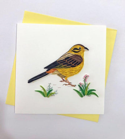 Hand Quilled Greeting Card Warbler #10340