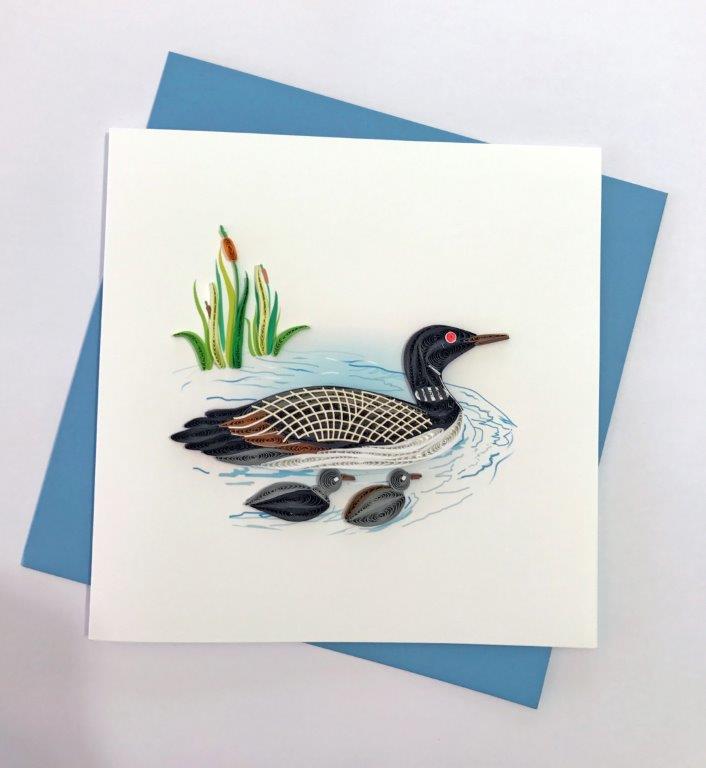 Hand Quilled Greeting Card Loon #10342