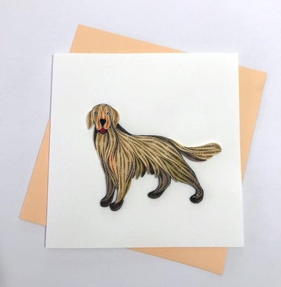 Hand Quilled Greeting Card Golden Retriever #10346