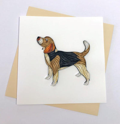 Hand Quilled Greeting Card Beagle #10349