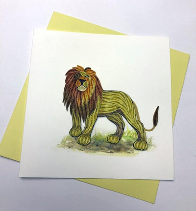 Hand Quilled Greeting Card Lion #10351
