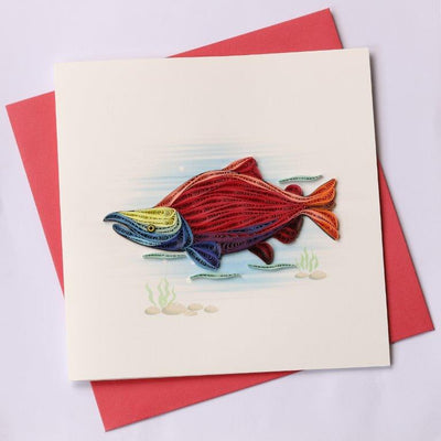 Hand Quilled Greeting Card Salmon #10357