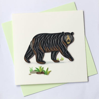 Hand Quilled Greeting Card Black Bear #10361