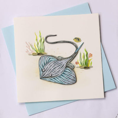 Hand Quilled Greeting Card Stingray #10365