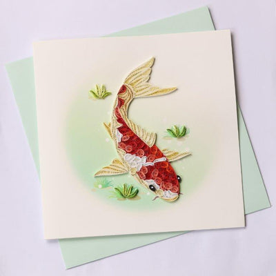 Hand Quilled Greeting Card Koi FIsh #10366