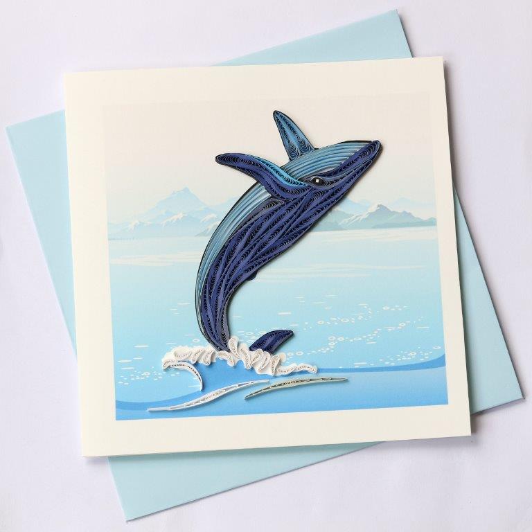 Hand Quilled Greeting Card Humpback Whale #10367