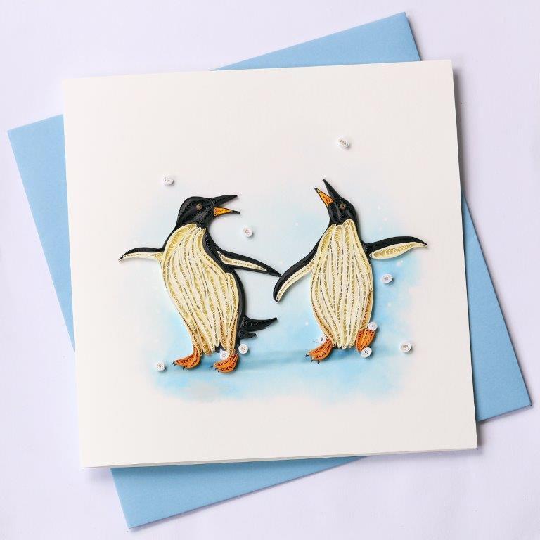 Hand Quilled Greeting Cards Penguins #10368