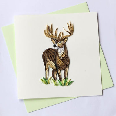 Hand Quilled Greeting Card Deer #10372