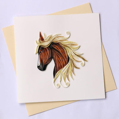 Hand Quilled Greeting Card Stallion #10377