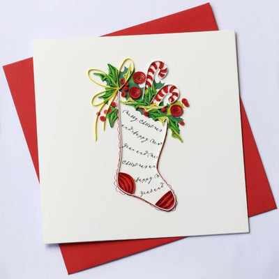 Hand Quilled Greeting Card Stocking #10408
