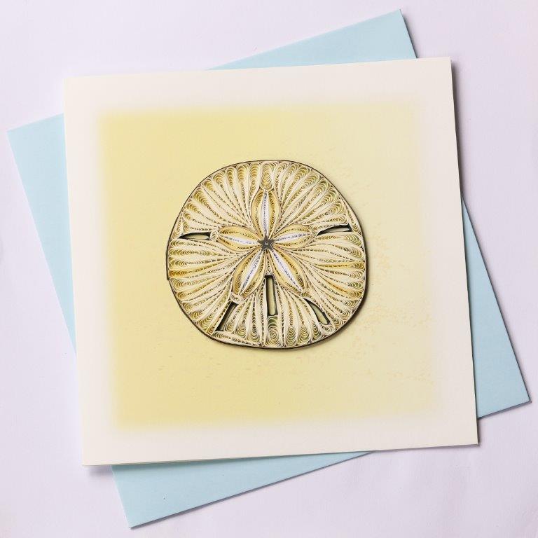 Hand Quilled Greeting Card Sand Dollar #10417