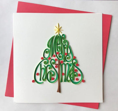 Hand Quilled Greeting Card  Merry Christmas Tree #10425