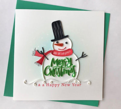 Hand Quilled Greeting Card Snowman #10426