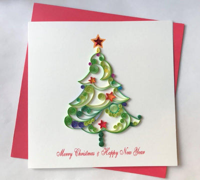 Hand Quilled Greeting Card Christmas Tree #10430