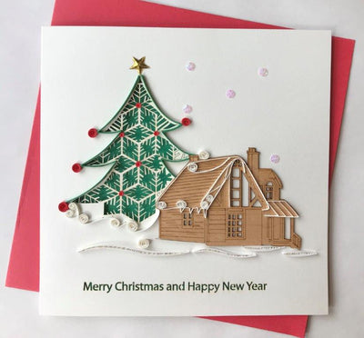Hand Quilled Greeting Card Gingerbread House #10433