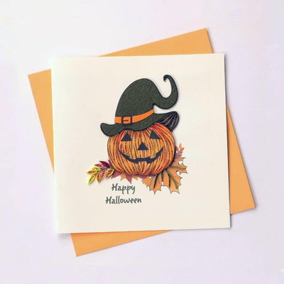 Hand Quilled Greeting Card Jack o Lantern #10435