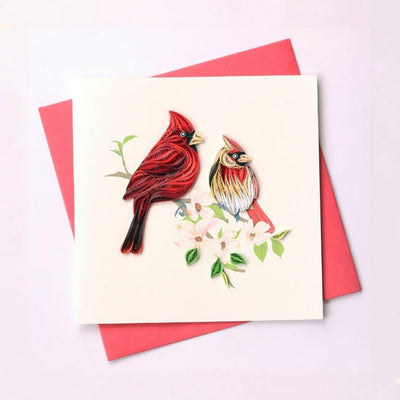 Hand Quilled Greeting Card Cardinal Pair #10443