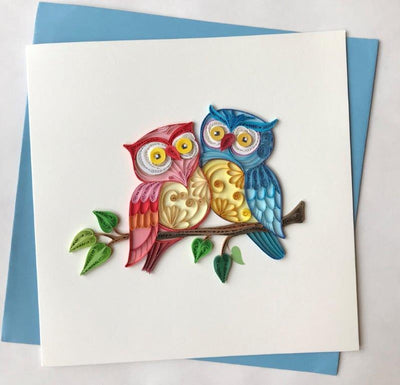 Hand Quilled Greeting Cards Owls #10503