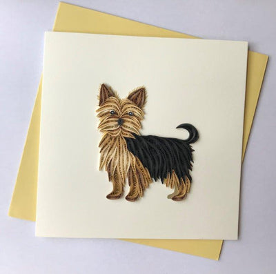 Hand Quilled Greeting Card Yorkie #10520