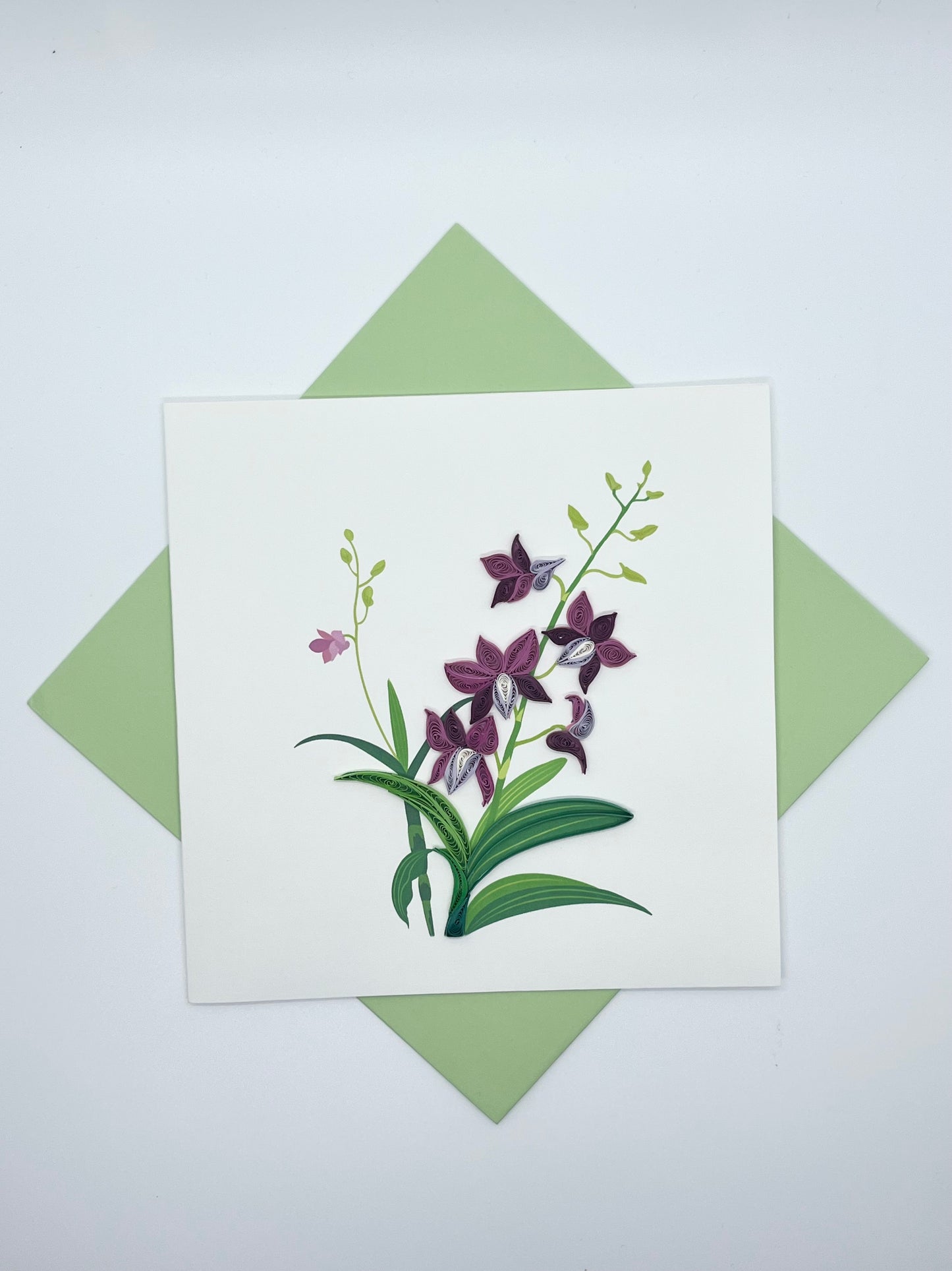 Hand Quilled Greeting Card Dendrobium Orchid #10522