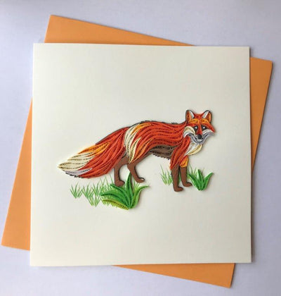 Hand Quilled Greeting Card Fox #10524