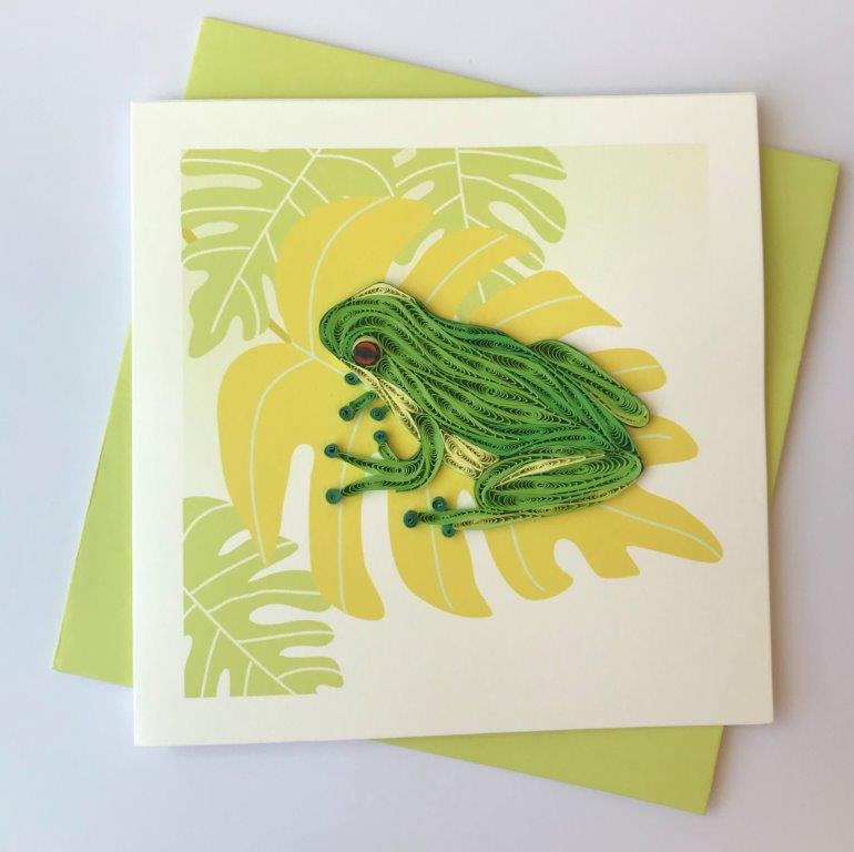 Hand Quilled Greeting Card Frog #10563