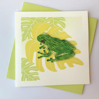 Hand Quilled Greeting Card Frog #10563