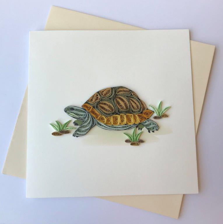 Hand Quilled Greeting Card Turtle #10568