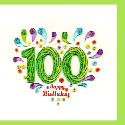 Hand Quilled Greeting Card Happy 100th Birthday #10691